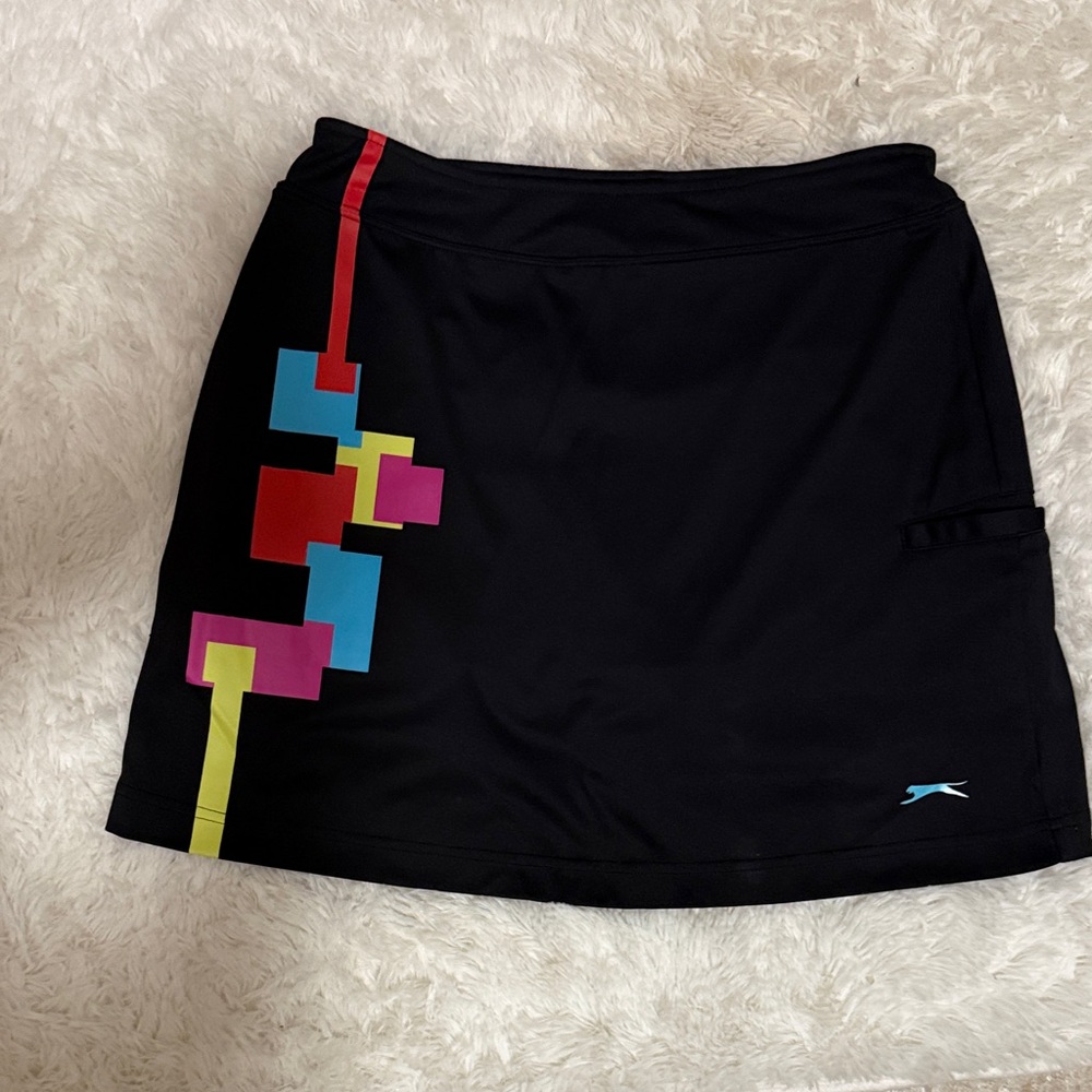 Slazenger Black Skort with Colorful Geometric Design
